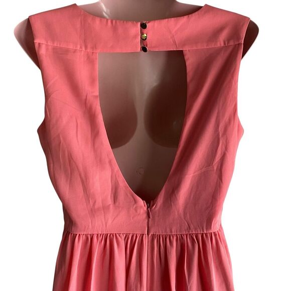 Forever 21 Dress Womens Medium Pink Sleeveless Fit Flare Open Back Lined Party - Picture 5 of 8